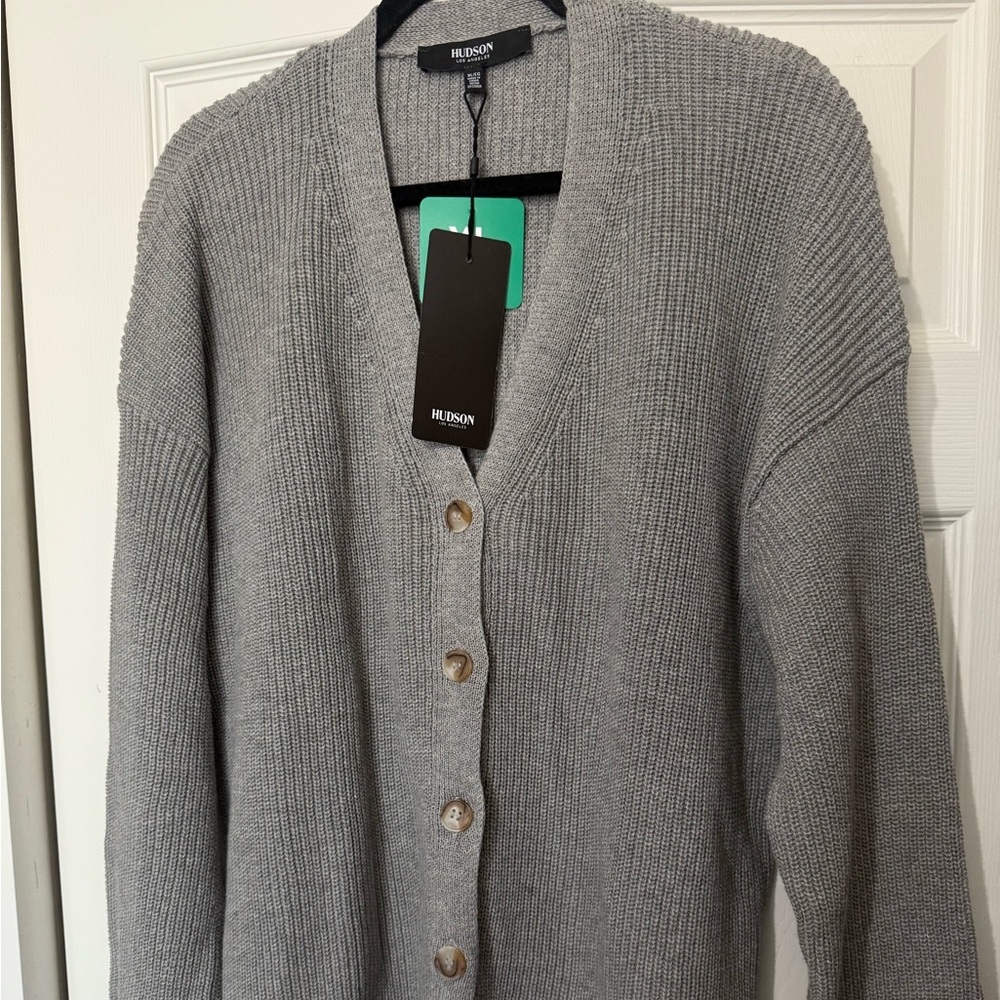 Hudson Ladies' Cotton Buttondown Cardigan Grey, Size XL